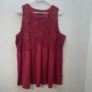 Torrid size 2 (2X) Red lace tank top Floral Whimsigoth dark fairy babydoll Goth